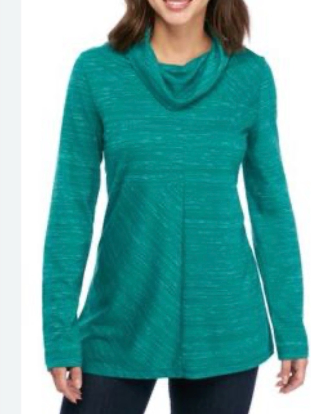 Kim Rogers Teal Cowl Neck Pullover Sweater